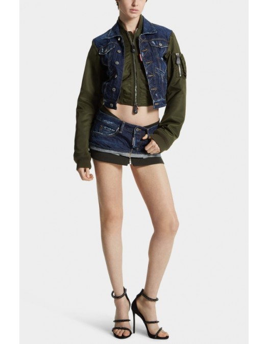 Jacheta DSQUARED2, Dark Aviator Hybrid Jean Jacket - S72AM1106D30011470 Jacheta DSQUARED2, Dark Aviator Hybrid Jean Jacket - S72AM1106D30011470