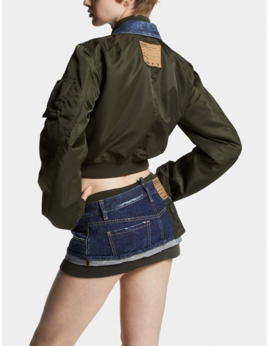 Jacheta DSQUARED2, Dark Aviator Hybrid Jean Jacket - S72AM1106D30011470 Jacheta DSQUARED2, Dark Aviator Hybrid Jean Jacket - S72AM1106D30011470