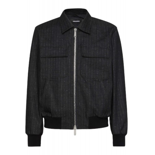 JACHETA DSQUARED2,Denim Pinstripe Blouson JACHETA DSQUARED2,Denim Pinstripe Blouson