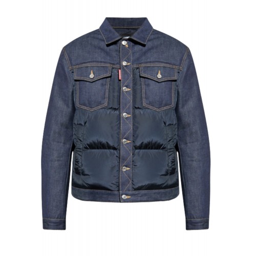 JACHETA DSQUARED2, NAVY BLUE Jacket made of combined materials JACHETA DSQUARED2, NAVY BLUE Jacket made of combined materials