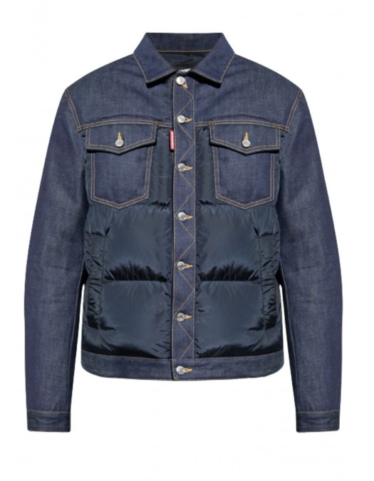 JACHETA DSQUARED2, NAVY BLUE Jacket made of combined materials - S74AM1610D30011962 JACHETA DSQUARED2, NAVY BLUE Jacket made of combined materials - S74AM1610D30011962