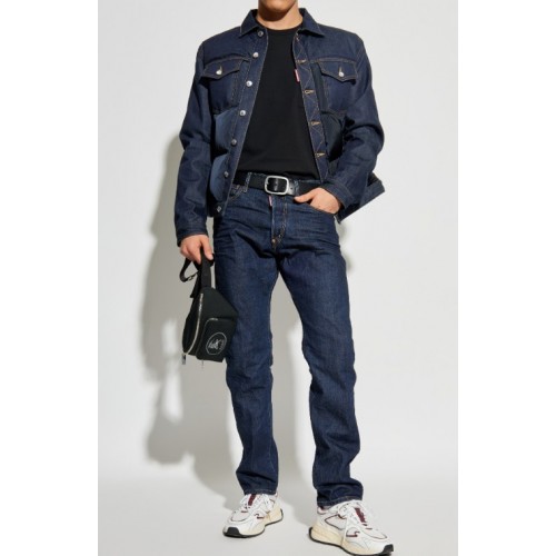 JACHETA DSQUARED2, NAVY BLUE Jacket made of combined materials JACHETA DSQUARED2, NAVY BLUE Jacket made of combined materials