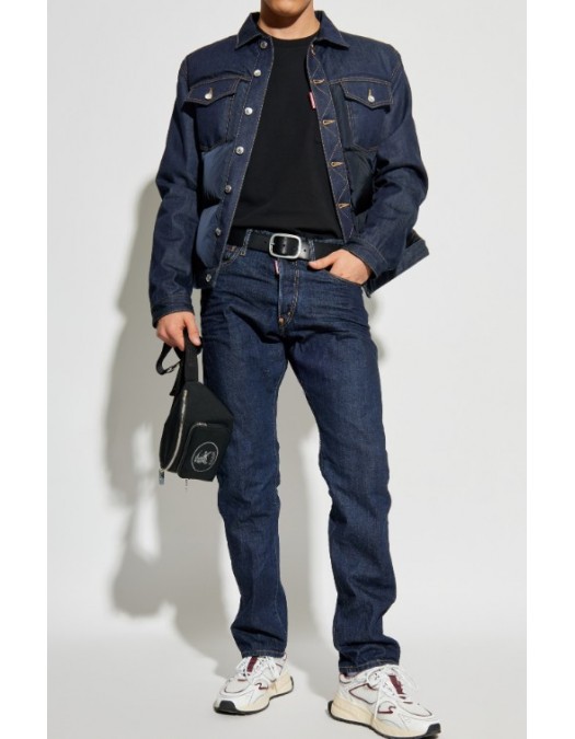 JACHETA DSQUARED2, NAVY BLUE Jacket made of combined materials - S74AM1610D30011962 JACHETA DSQUARED2, NAVY BLUE Jacket made of combined materials - S74AM1610D30011962