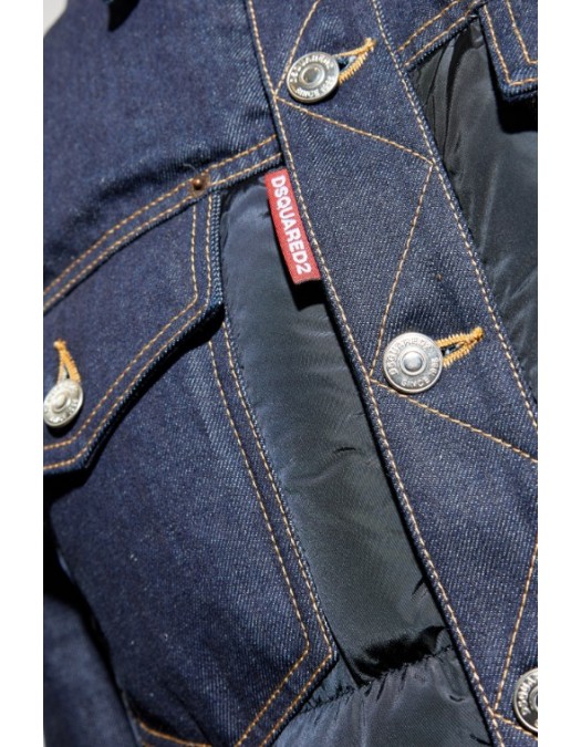 JACHETA DSQUARED2, NAVY BLUE Jacket made of combined materials - S74AM1610D30011962 JACHETA DSQUARED2, NAVY BLUE Jacket made of combined materials - S74AM1610D30011962
