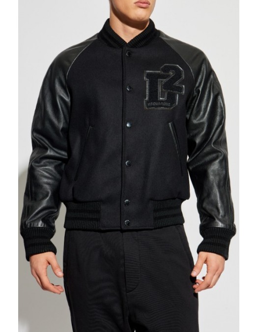 Jachete DSQUARED2,BLACK Bomber jacket - S74AM1613D35260900 Jachete DSQUARED2,BLACK Bomber jacket - S74AM1613D35260900