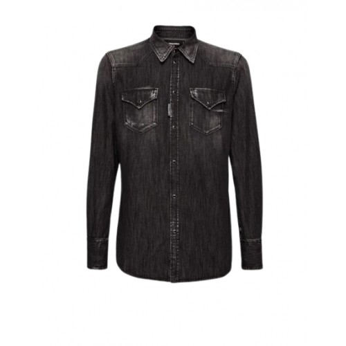 Camasa DSQUARED2, Wash Style, Classic Western, Black  Camasa DSQUARED2, Wash Style, Classic Western, Black