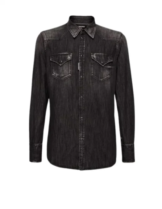 Camasa DSQUARED2, Wash Style, Classic Western, Black - S74DM0848S30826900
