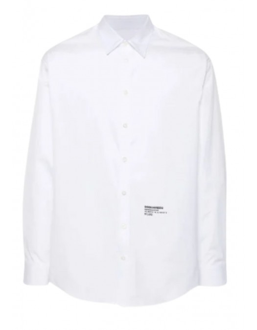 Camasa DSQUARED2, Text Print, Headquarter Dropped Design, Full White - S74DM0862S36275100 Camasa DSQUARED2, Text Print, Headquarter Dropped Design, Full White - S74DM0862S36275100