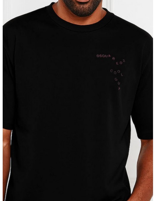 TRICOU DSQUARED2, Falling Logo, Negru, Loose Fit - S74GD1444D20020900