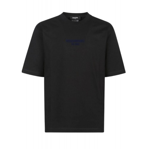 TRICOU DSQUARED2, T-shirt con logo goffrato,black + dark navy print TRICOU DSQUARED2, T-shirt con logo goffrato,black + dark navy print