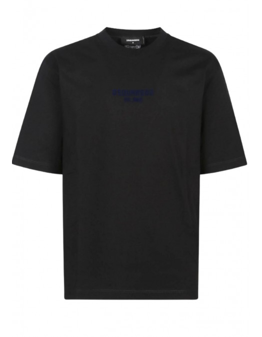 TRICOU DSQUARED2, T-shirt con logo goffrato,black + dark navy print - S74GD1455D20020974