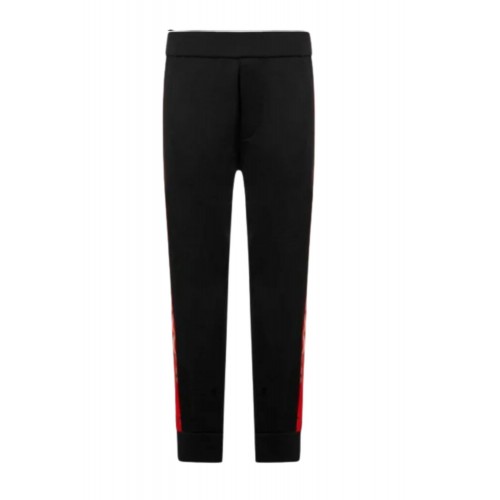 Pantaloni Dsquared2, Tape Rosu, Bumbac Pantaloni Dsquared2, Tape Rosu, Bumbac