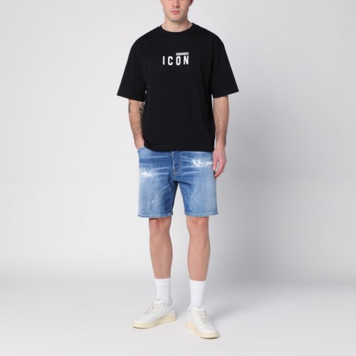 Pantaloni scurti DSQUARED2, Marine Distressed Denim Shorts, Blue