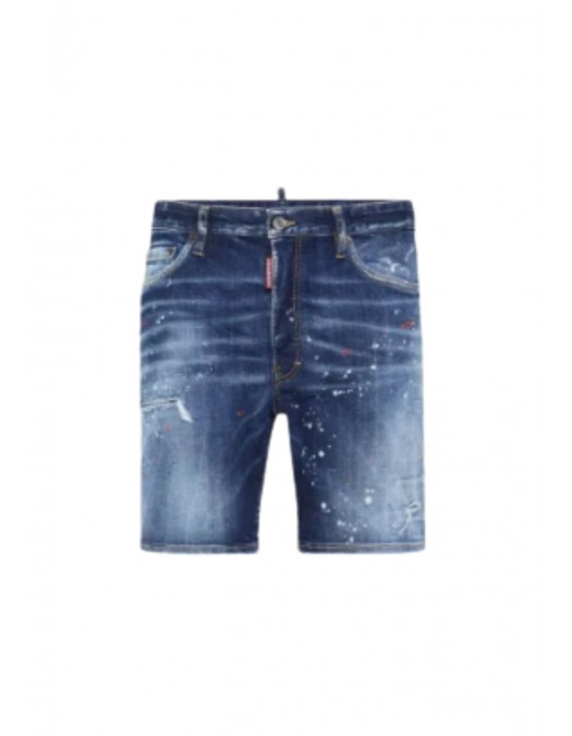 BLUGI SCURTI DSQUARED2, Paint-Splattered, Distressed Denim, Blue Marine - S74MU0914S30664470