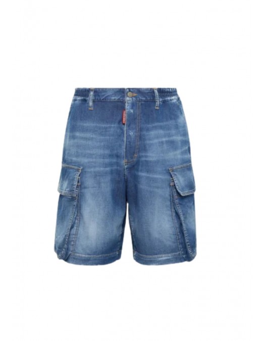 Pantaloni scurti DSQUARED2, Summer Lovers, Medium Wash, Loose Cargo, Blue - S78MU0062S30341470 Pantaloni scurti DSQUARED2, Summer Lovers, Medium Wash, Loose Cargo, Blue - S78MU0062S30341470