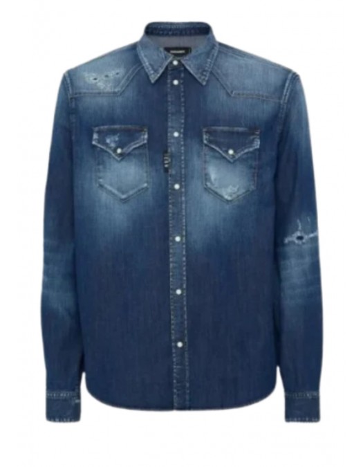 Camasa DSQUARED2, Icon Regular,Wester, Blue - S79DL0049S30341470 Camasa DSQUARED2, Icon Regular,Wester, Blue - S79DL0049S30341470