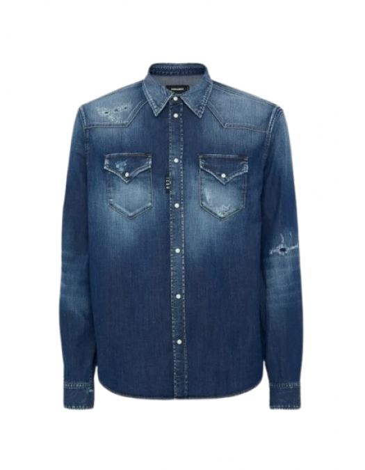 Camasa DSQUARED2, Icon Regular,Wester, Blue - S79DL0049S30341470