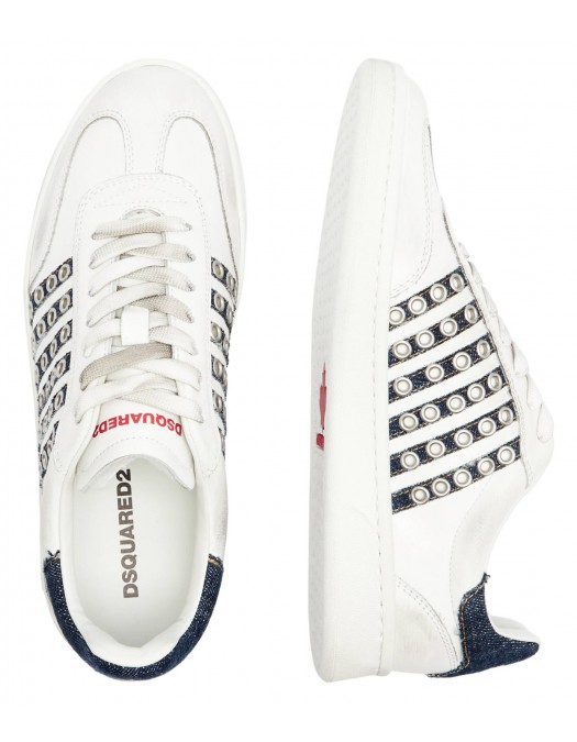 Sneakers DSQUARED2, Boxer Design, Denim Details, White - SNM042411508297M872