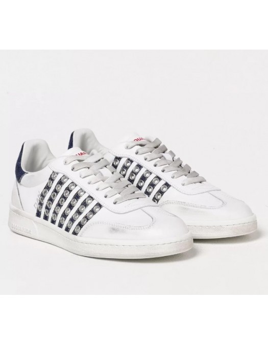Sneakers DSQUARED2, Boxer Design, Denim Details, White - SNM042411508297M872