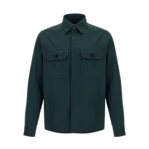 Camasa Zegna,Button-down overshirt, Dark Green Camasa Zegna,Button-down overshirt, Dark Green