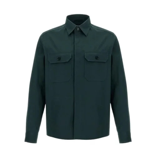 Camasa Zegna,Button-down overshirt, Dark Green