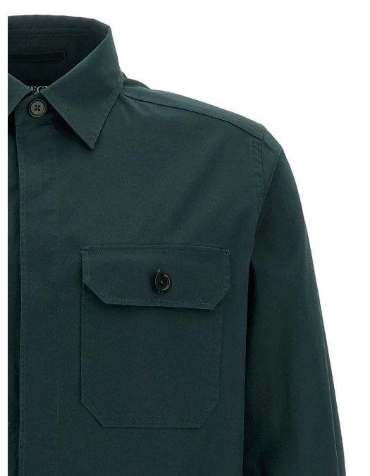 Camasa Zegna,Button-down overshirt, Dark Green - SOT8BUFV16A9T09