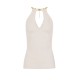 Top ELISABETTA FRANCHI, Knit top with jewel snake, Milky - TK55S56E2DZ9 Top ELISABETTA FRANCHI, Knit top with jewel snake, Milky - TK55S56E2DZ9