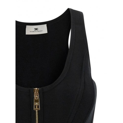 TOP ELISABETTA FRANCHI,Zipped Ribbbed Bustier Top TOP ELISABETTA FRANCHI,Zipped Ribbbed Bustier Top