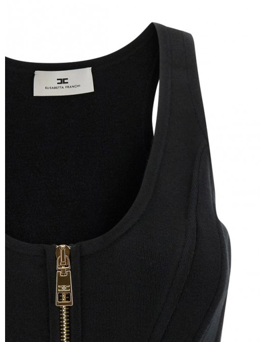 TOP ELISABETTA FRANCHI,Zipped Ribbbed Bustier Top - TK57S58E2110