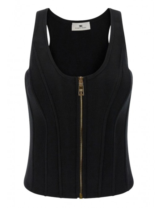 TOP ELISABETTA FRANCHI,Zipped Ribbbed Bustier Top - TK57S58E2110