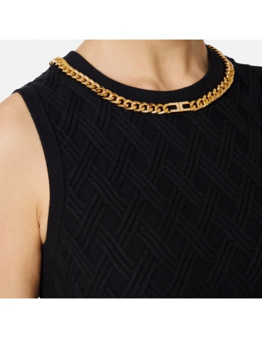 Top ELISABETTA FRANCHI ,Top in knit fabric with diamond pattern and jewel details - TK60B56E2110 Top ELISABETTA FRANCHI ,Top in knit fabric with diamond pattern and jewel details - TK60B56E2110