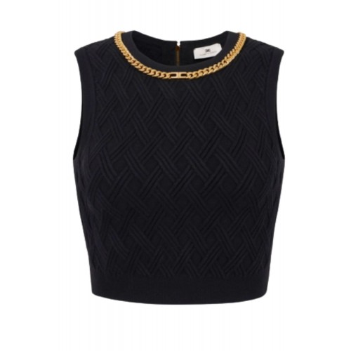 Top ELISABETTA FRANCHI ,Top in knit fabric with diamond pattern and jewel details Top ELISABETTA FRANCHI ,Top in knit fabric with diamond pattern and jewel details