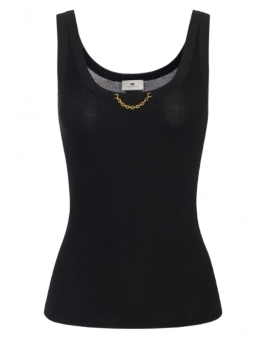 TOP ELISABETTA FRANCHI,Knit top in viscose and silk fabric with jewel detail - TK62B56E2110