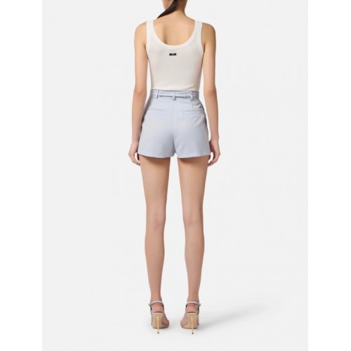 TOP ELISABETTA FRANCHI,Knit top in viscose and silk fabric with jewel detail,White TOP ELISABETTA FRANCHI,Knit top in viscose and silk fabric with jewel detail,White