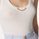 TOP ELISABETTA FRANCHI,Knit top in viscose and silk fabric with jewel detail,White - TK62B56E2360