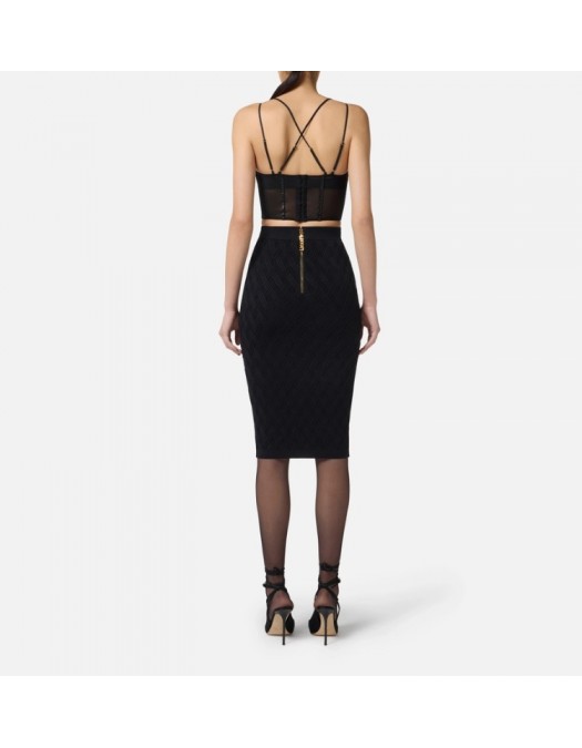 TOP ELISABETTA FRANCHI,neoprene fabric with corset details - TO04057E2110