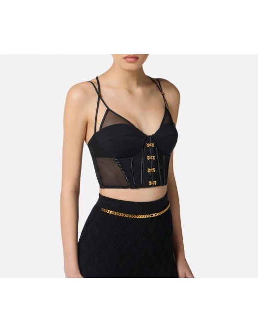 TOP ELISABETTA FRANCHI,neoprene fabric with corset details - TO04057E2110