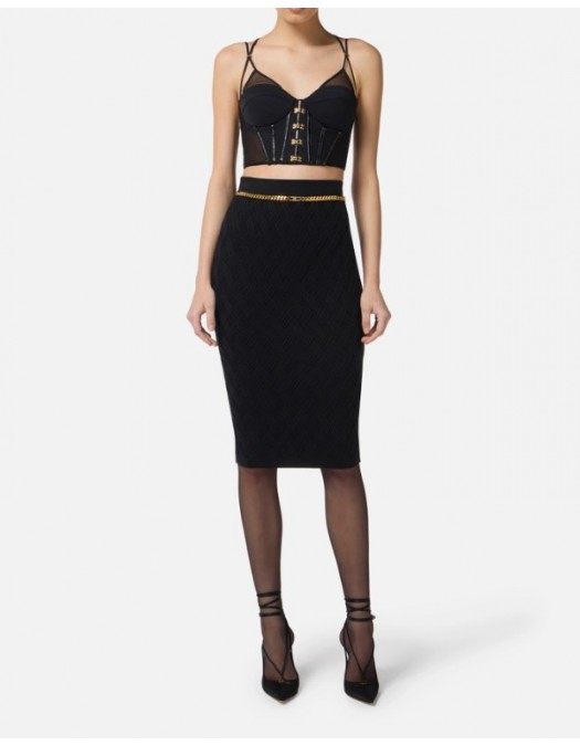 TOP ELISABETTA FRANCHI,neoprene fabric with corset details - TO04057E2110