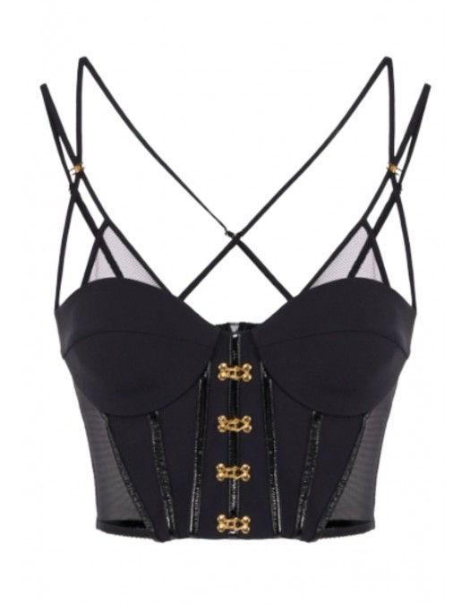 TOP ELISABETTA FRANCHI,neoprene fabric with corset details - TO04057E2110