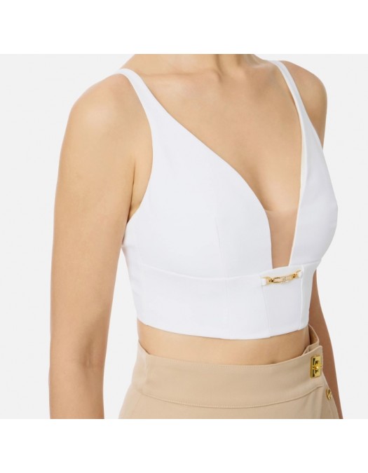 Top ELISABETTA FRANCHI, In crêpe fabric with jewel detail - TO04857E2360 Top ELISABETTA FRANCHI, In crêpe fabric with jewel detail - TO04857E2360