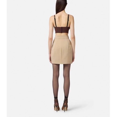 Top ELISABETTA FRANCHI, In crêpe fabric with jewel detail,Top Coffee Top ELISABETTA FRANCHI, In crêpe fabric with jewel detail,Top Coffee