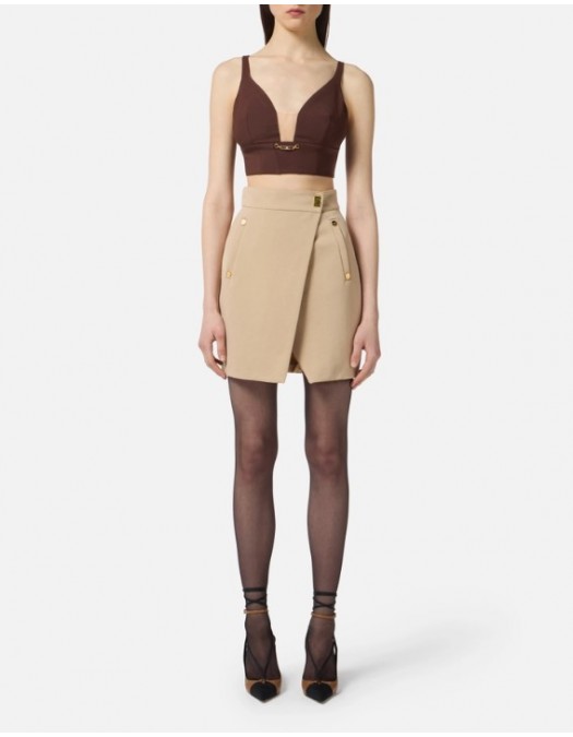 Top ELISABETTA FRANCHI, In crêpe fabric with jewel detail,Top Coffee - TO04857E2EA3 Top ELISABETTA FRANCHI, In crêpe fabric with jewel detail,Top Coffee - TO04857E2EA3