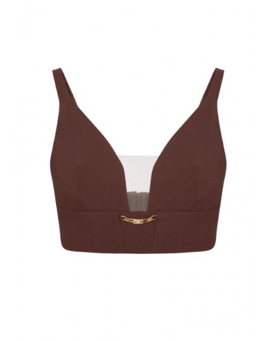 Top ELISABETTA FRANCHI, In crêpe fabric with jewel detail,Top Coffee - TO04857E2EA3 Top ELISABETTA FRANCHI, In crêpe fabric with jewel detail,Top Coffee - TO04857E2EA3