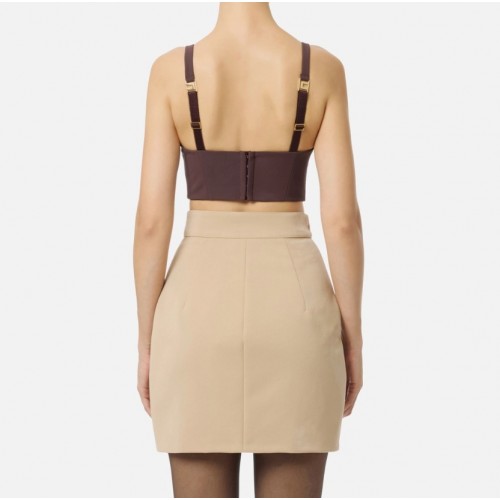 Top ELISABETTA FRANCHI, In crêpe fabric with jewel detail Merlot Top ELISABETTA FRANCHI, In crêpe fabric with jewel detail Merlot