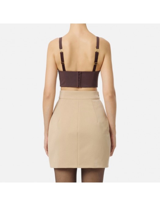 Top ELISABETTA FRANCHI, In crêpe fabric with jewel detail Merlot - TO04857E2EA4 Top ELISABETTA FRANCHI, In crêpe fabric with jewel detail Merlot - TO04857E2EA4