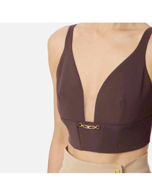 Top ELISABETTA FRANCHI, In crêpe fabric with jewel detail Merlot - TO04857E2EA4 Top ELISABETTA FRANCHI, In crêpe fabric with jewel detail Merlot - TO04857E2EA4