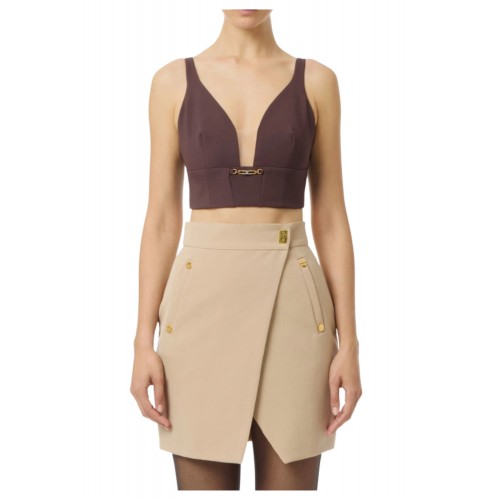 Top ELISABETTA FRANCHI, In crêpe fabric with jewel detail Merlot Top ELISABETTA FRANCHI, In crêpe fabric with jewel detail Merlot