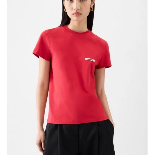TRICOU JACQUEMUS, The Gros Grain short-sleeve,Red