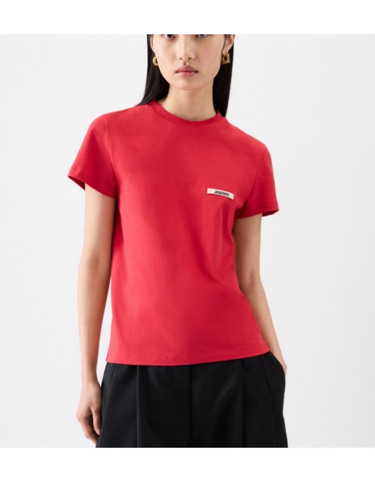 TRICOU JACQUEMUS, The Gros Grain short-sleeve,Red - TSW00550AJ00029471