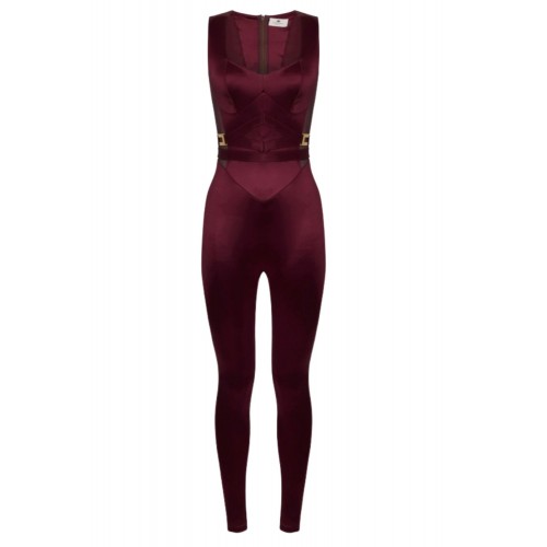 Salopeta ELISABETTA FRANCHI, Lycra jumpsuit with jewel logo Salopeta ELISABETTA FRANCHI, Lycra jumpsuit with jewel logo